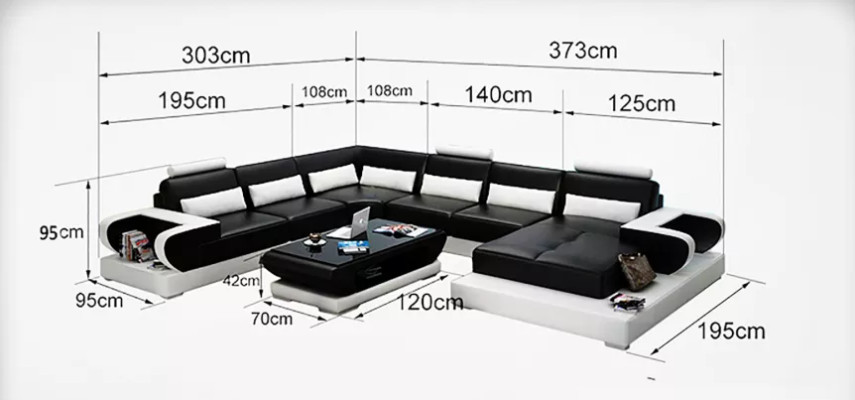 Sofá esquinero con tapizado en forma de U, moderna mesa de centro, sofá de estilo contemporáneo, nuevo conjunto de sala de estar.