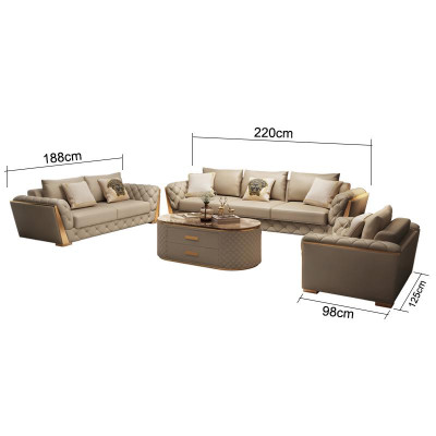 Diseño conjunto de sofás modulares de 3+2 plazas de sofás de cuero para la sala de estar.