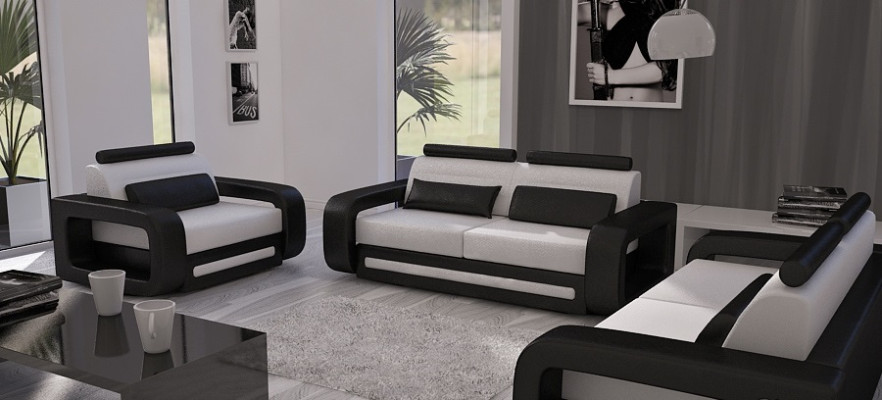 Sofá conjunto sofá sofá tapizado cuero sofás sofás 3+2+1 conjunto Davos nuevo