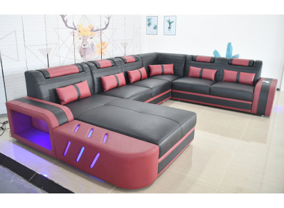 Sofá de esquina de cuero Sofá en forma de U Sofá moderno Sofá suave Diseño de área de estar