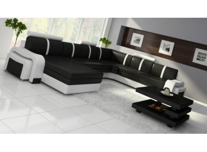Sofá de esquina con USB, sofá de cuero con tapizado LED, sofá de cuero de esquina, nuevo conjunto de cuero.