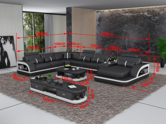 Conjunto de sofás + sofá de diseño de lujo con USB, tapizado en cuero beige, sofá de 3 plazas + 2 plazas + 1 plaza NUEVO