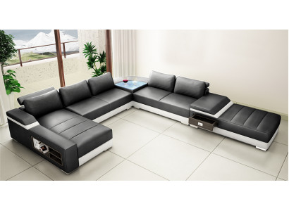 Sofá esquinero en forma de U de diseñador con excelente acolchado.