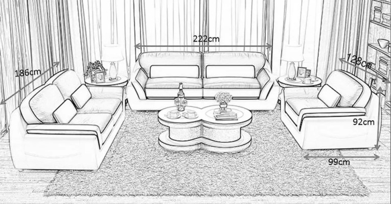 Sofá de diseño Sofá de cuero Juego de sofás 3+2+1 Asientos Sofá moderno Sofá de salón