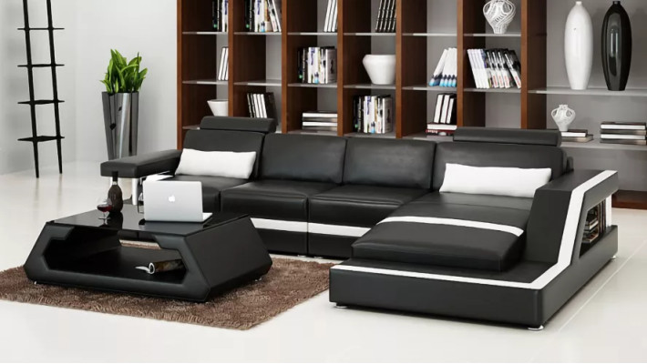 Sofá esquinero tapizado sofá de cuero sofá de esquina en forma de L sofá moderno salón de sofá