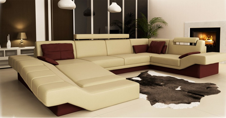 Moderna elegancia: el nuevo sofá de esquina en forma de U con un acolchado exquisito.