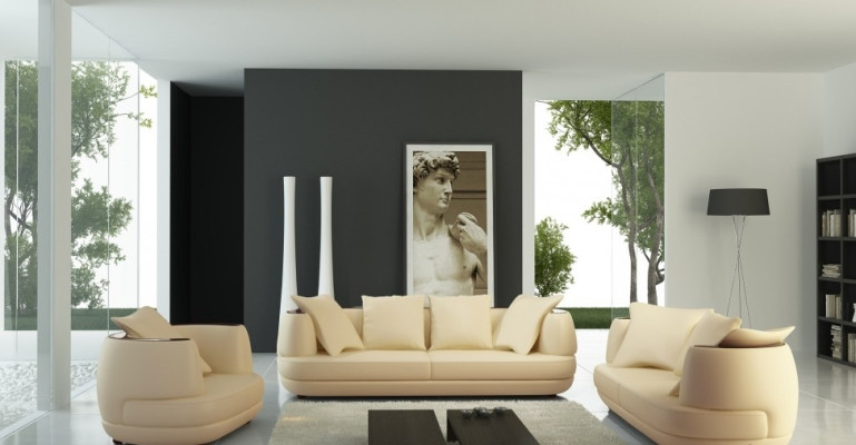 Conjunto de sofás Royal de lujo, sofá de diseñador tapizado 3+2+1, sofá de cuero asiento Royal Gris.