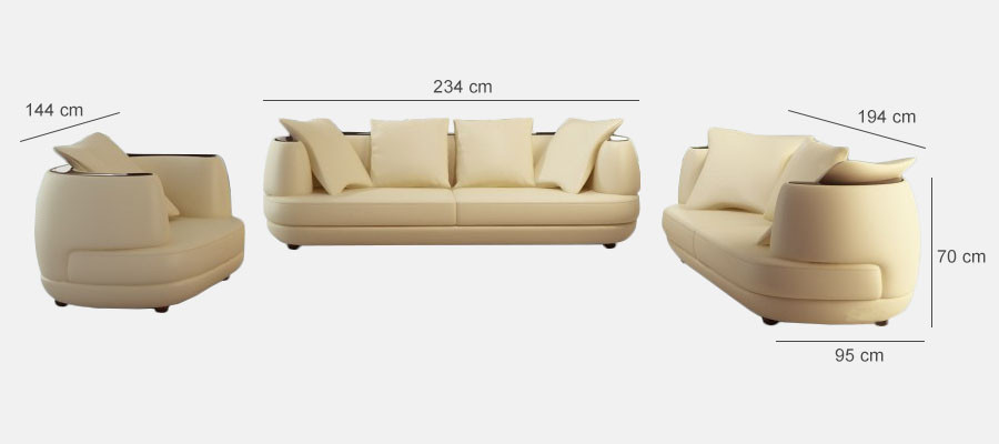 Sofá de cuero tapizado de sofá conjunto de sofá 3+2+1 Sofá clásico Real Negro.