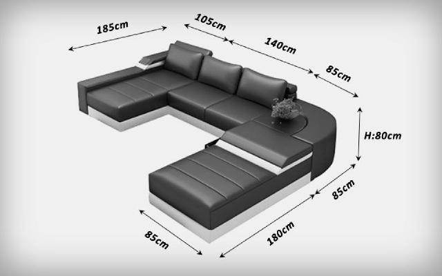 Sofá de esquina con USB, tapizado en cuero, juego de sala de estar con cama, Bellenberg.