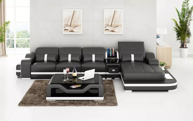 Sofá esquinero sofá de esquina salón sofá de cuero sofá de diseñador en forma de L