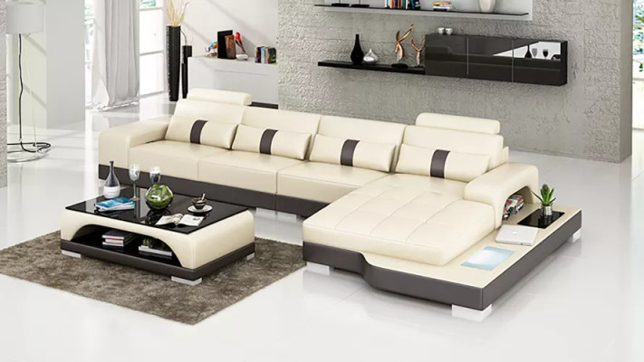 Sofá en forma de L, sofá de cuero de esquina, sofá de diseñador, sofá tapizado, salón en forma de L