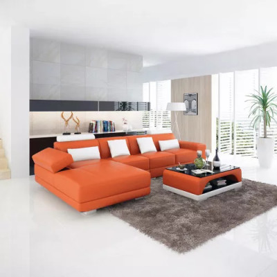 Sofá de cuero sofá de esquina acolchado Sofá de diseñador Sofá moderno Sofá de esquina en forma de L
