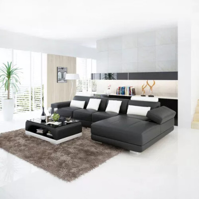 Sofá de cuero sofá de esquina acolchado Sofá de diseñador Sofá moderno Sofá de esquina en forma de L