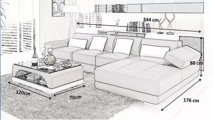 Sofá de cuero sofá de esquina acolchado Sofá de diseñador Sofá moderno Sofá de esquina en forma de L