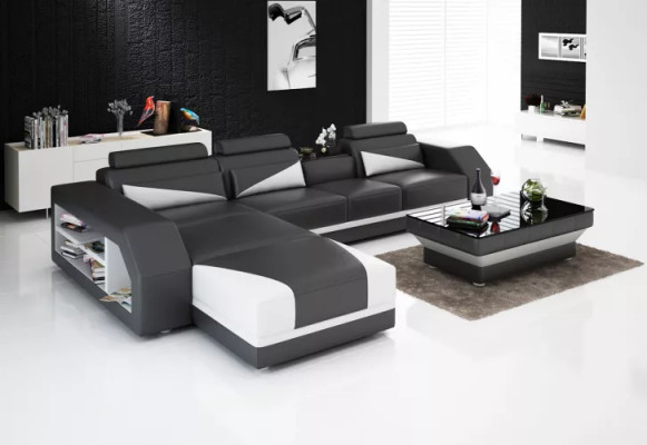 Sofá de esquina acolchado Sofá de diseñador Sofá moderno Sofá de cuero Sofá de esquina en forma de L