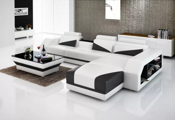 Sofá de esquina acolchado Sofá de diseñador Sofá moderno Sofá de cuero Sofá de esquina en forma de L