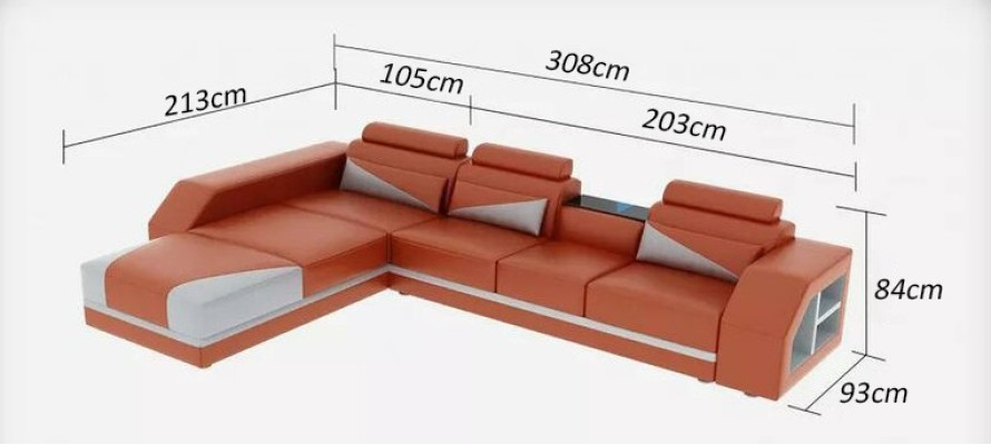 Sofá de esquina acolchado Sofá de diseñador Sofá moderno Sofá de cuero Sofá de esquina en forma de L