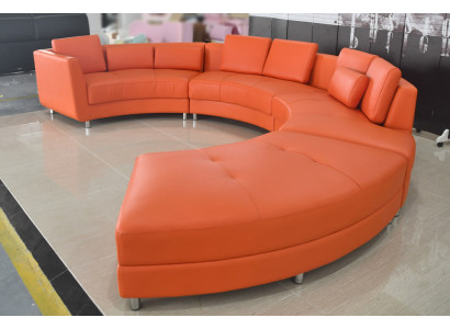 Sofá de cuero Sofá Moderno Tapizado en cuero Salón redondo Chaise longue redondo Sofá redondo