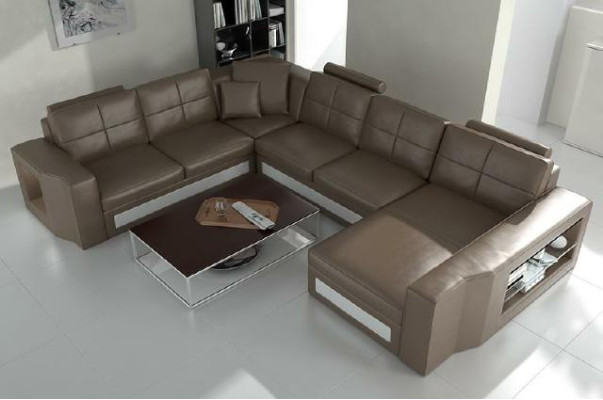 Sofá esquinero de cuero, grande XXL, en forma de U, conjunto de sofás para sala de estar, sofá, juego de salón, nuevo H2210.
