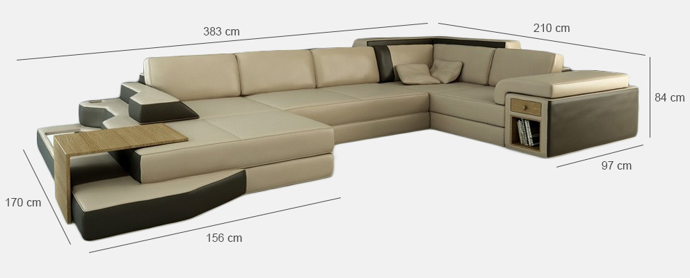 XXL diseño sofá de esquina gran sofá con USB paisaje de sala en forma de U cuero textil esquina.