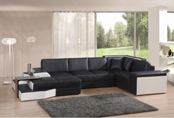 Comodidad a gran escala Sofá de esquina en forma de U para la sala de estar perfecta