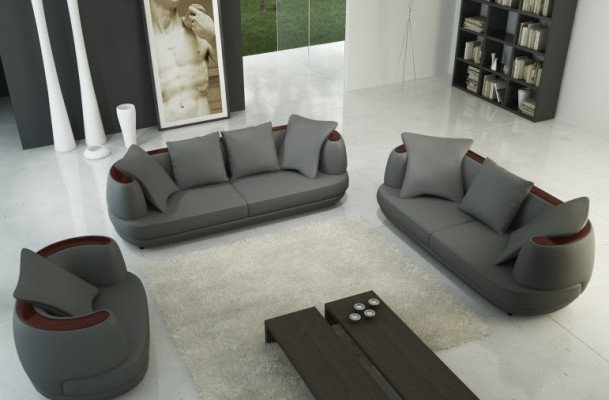 Sofá de cuero USB Juego de sofás 3+2+1 Sofá Asiento Acolchado Conjunto de sofá Conjuntos