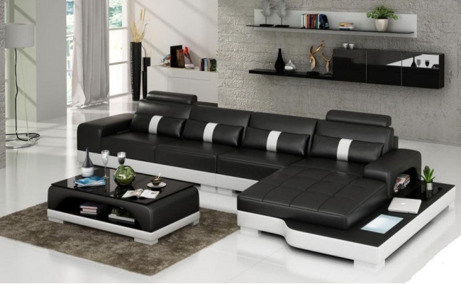 Sofá de cuero sofá conjunto de estar sofá de esquina conjunto de esquina diseño moderno sofá con USB nuevo UE
