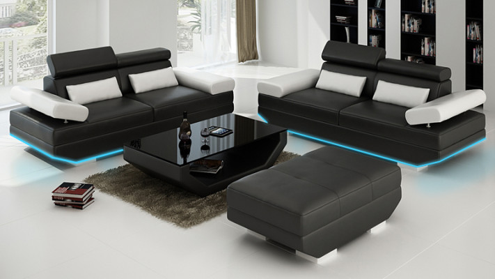 Sofá de cuero con USB sofá de esquina 2+2 conjunto de muebles de diseño sofá