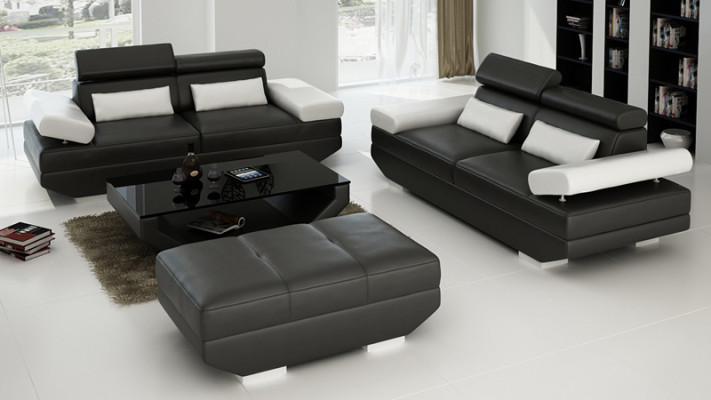 Sofá de cuero con USB sofá de esquina 2+2 conjunto de muebles de diseño sofá