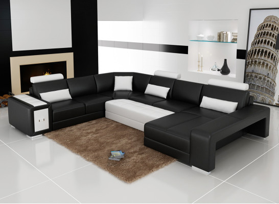 Sofá de cuero Sofá Sofá de esquina de sofá de salón moderno de esquina decoración de diseño conjunto