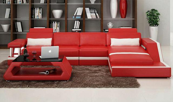 SOFÁ DE CUERO XXL CON USB PARA SALA DE ESTAR, SOFÁ ESQUINERO DE CUERO CON USB, CONJUNTO DE MUEBLES DE SALA