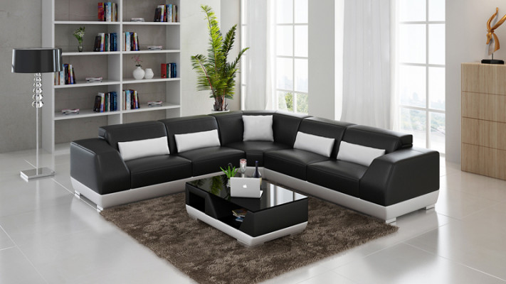 Sofá de cuero con USB conjunto de sala de estar sofá de esquina diseño de sofá moderno G8024B