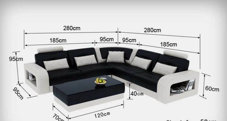 Sofá de cuero USB, conjunto de esquina de salón, esquinero, sofá de diseño sofá sofá L6008B nuevo