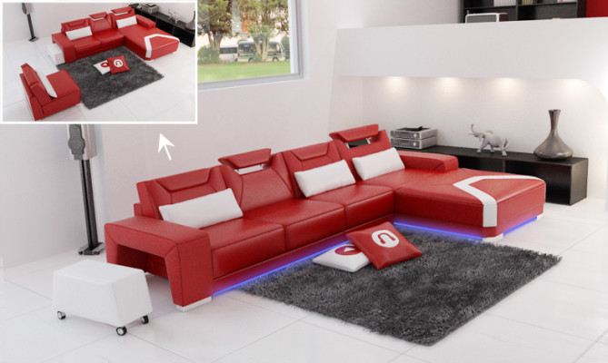 Sofá de cuero con USB, sofá de esquina moderno de diseño de salón esquinero F3011C