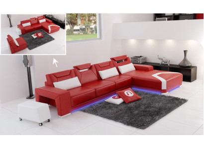 Sofá de cuero con USB, sofá de esquina moderno de diseño de salón esquinero F3011C