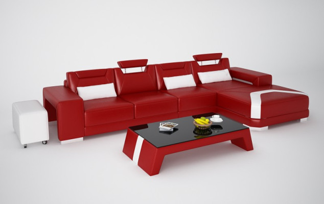 Sofá de cuero con USB, sofá de esquina moderno de diseño de salón esquinero F3011C
