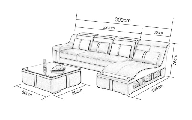 Sofá de esquina, sofá, sillón de esquina, asiento en forma de L, conjunto de cuero para sala de estar.