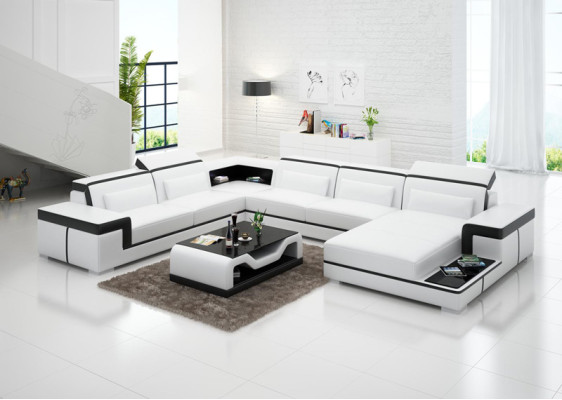 Sofá de cuero Sofá Sofá en forma de L Elegante conjunto de esquina Diseño Sofá moderno G8020 Nuevo