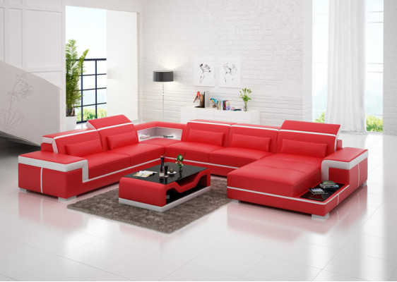 Sofá de cuero Sofá Sofá en forma de L Elegante conjunto de esquina Diseño Sofá moderno G8020 Nuevo