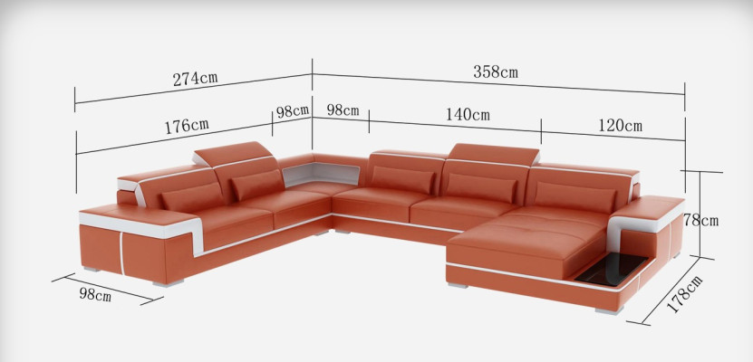 Sofá de cuero Sofá Sofá en forma de L Elegante conjunto de esquina Diseño Sofá moderno G8020 Nuevo