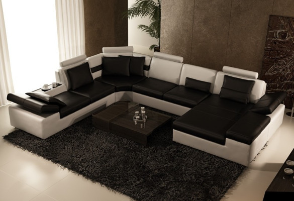 Sofá de cuero Sofá Sofá Sofá de esquina Conjunto de sofás de diseño moderno K5014