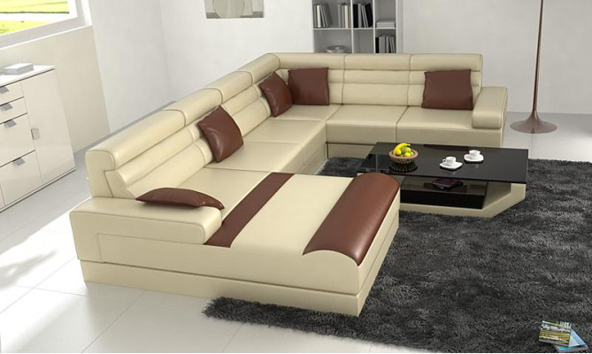 Sofá de esquina conjunto de salón XXL Big Couch juego de tapicería esquinera U Form Sofás