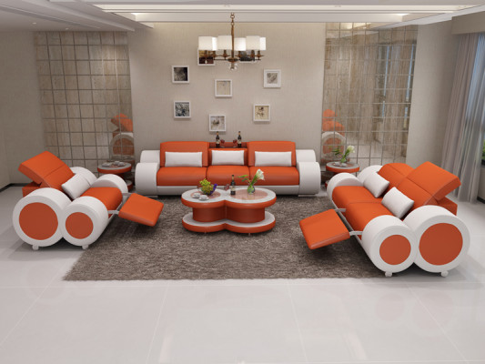 Sofá de cuero Sofá Conjunto de sofás de 3+2+1 plazas Diseño decoración Sofá moderno