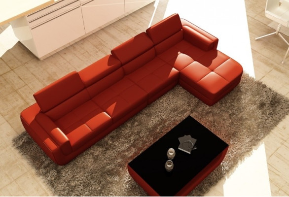 Sofá de esquina moderno con USB de cuero tapizado diseño sofá conjunto sala de estar Tettau