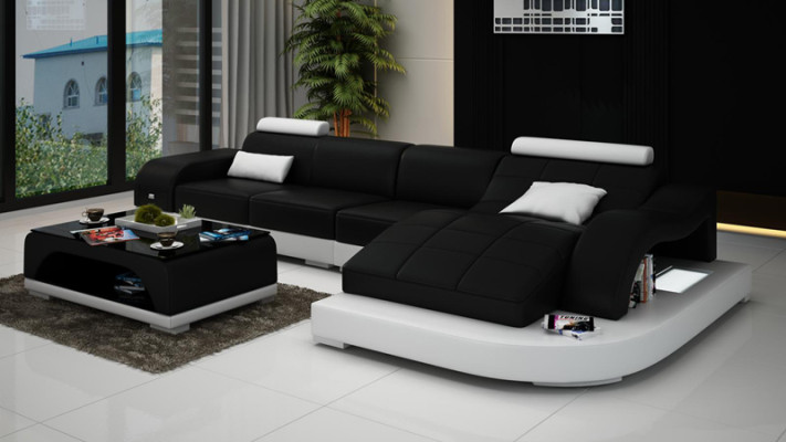 Sofá esquinero con USB, conjunto de sofás acolchados, sofá en forma de L, sofá de diseño PHM3375