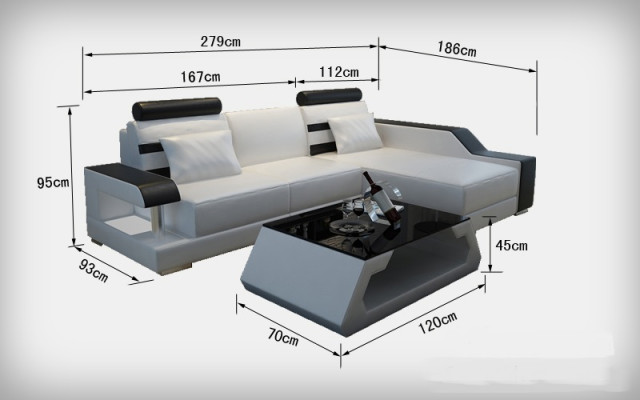 Sofá de cuero con USB, sofá de esquina para el salón, sofá esquinero, conjunto de diseño moderno sofá L6016E.