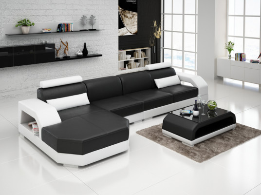 Sofá de cuero + conjunto de sofá de esquina USB Diseño de conjunto de sofá de esquina Sofá Nuevo G8001C