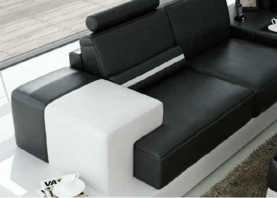Sofá de esquina de cuero con diseño de sofá USB, conjunto de tapizado de asientos y conjunto de sala de estar 2725C.
