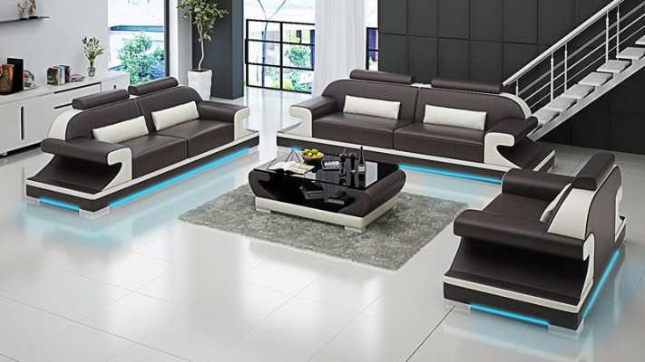 Sofá de cuero conjunto de sofás salón sofá 3+2+1 plazas sofá suite