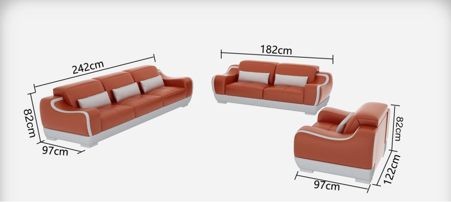 Sofá de cuero Wohnlandschaft 3 plazas + 2 plazas + 1 plaza Conjunto de sofás Sofá de sofá con USB